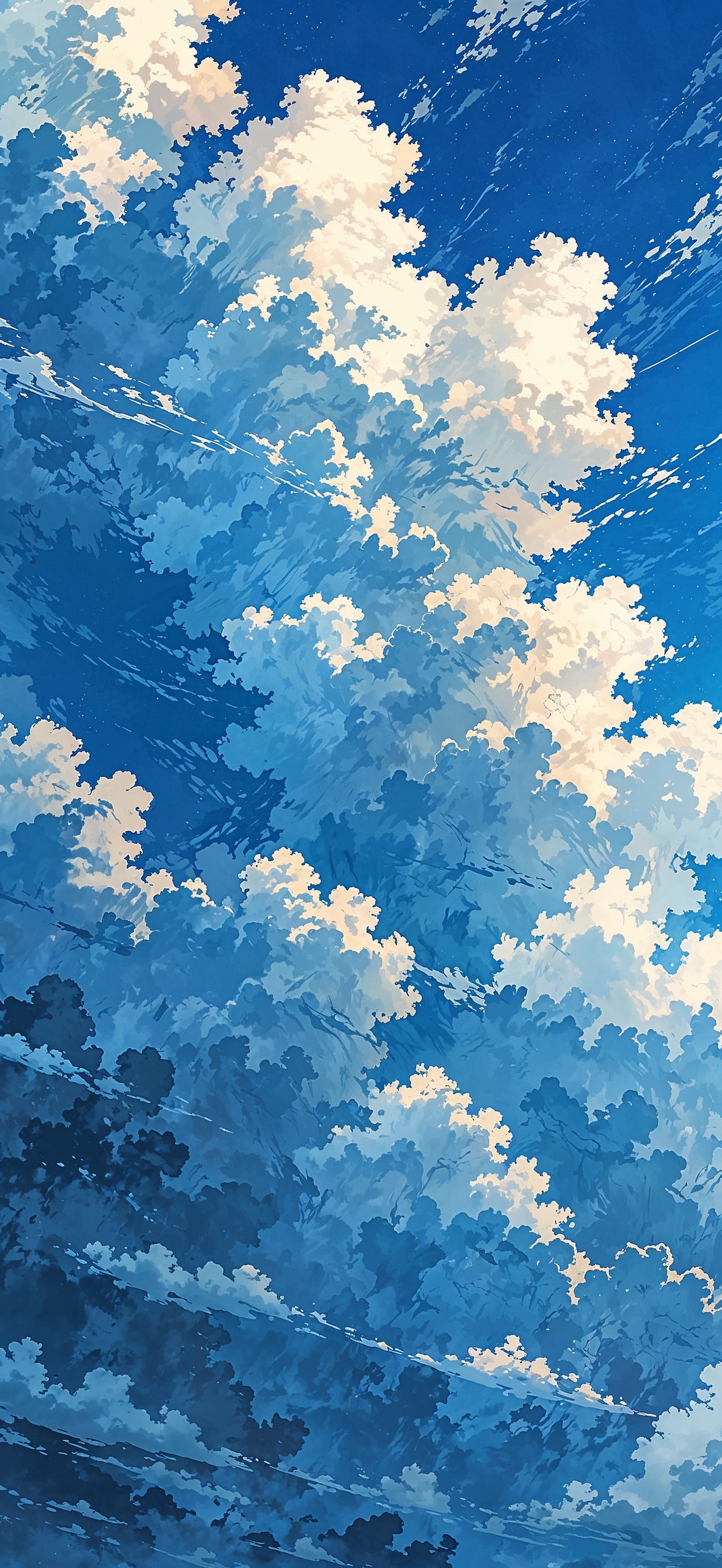 Blue Clouds Anime Style iPhone Wallpaper