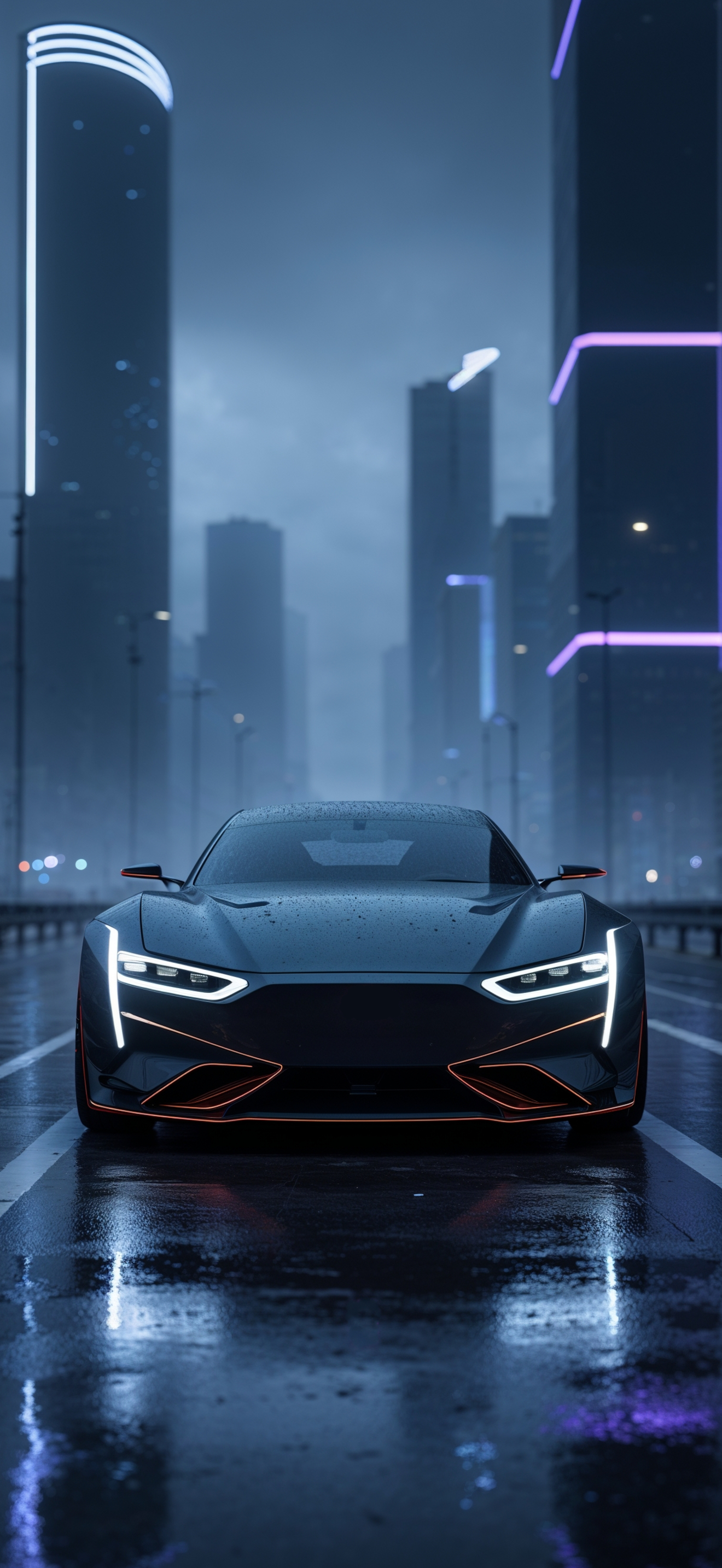 Futuristic Car at Night iPhone Wallpaper