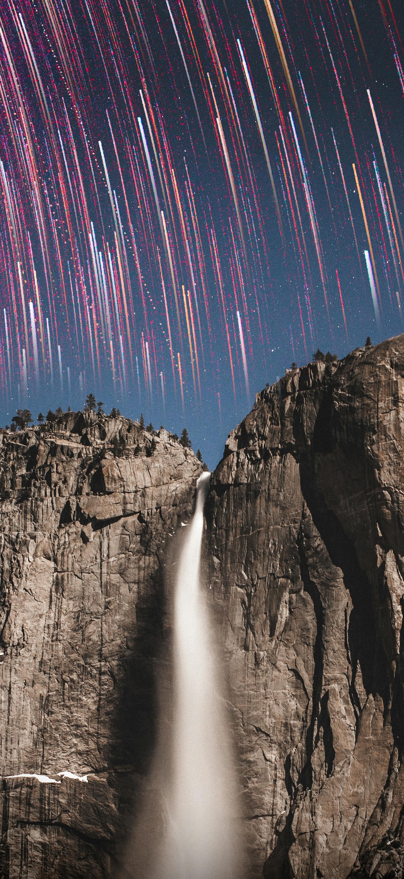 Yosemite Waterfall at Night iPhone Wallpaper
